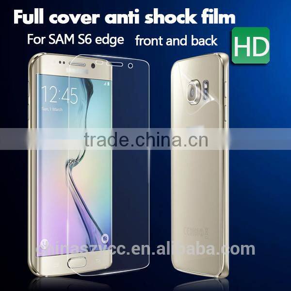 New hot selling anti-shock clear front and back screen protector for Samsung galaxy s6 edge free sample