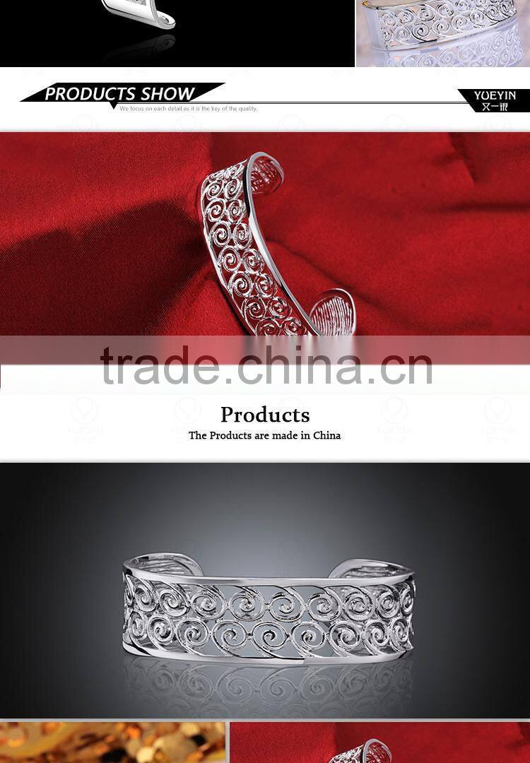 New Arrival Wholesale Anti-allergic Mixed Wide Fashion Jewelry Silver Bangles