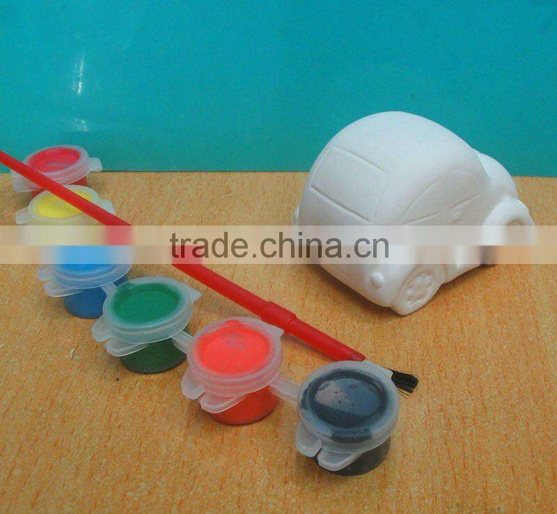 Kids diy ceramic dolomite car paint color with brush