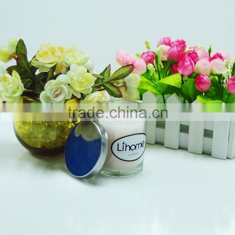 Clear candle glass jars/glass candle holder with metal lid for making candles