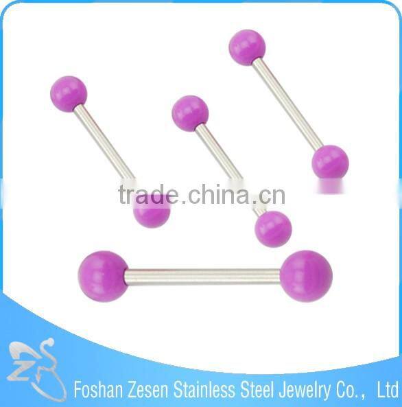 Flashing Color Double Balls Barbell Piercing Pearl Tongue Ring