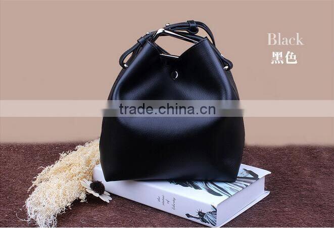 2016 new Korean fashion square buckle leather Bucket Bag