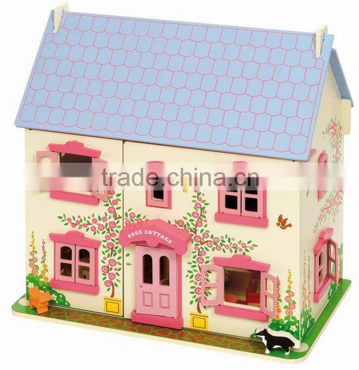 2016 New Design Wooden Toy House for Kids Child Educational Wooden Assembling Set Baby DIY Doll House