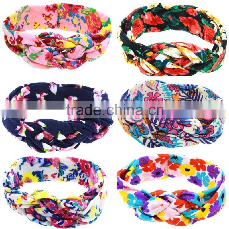 Fashion Baby floral Headband Infant Headband Toddler turban Headband cotton kids knotted headband wh-1751