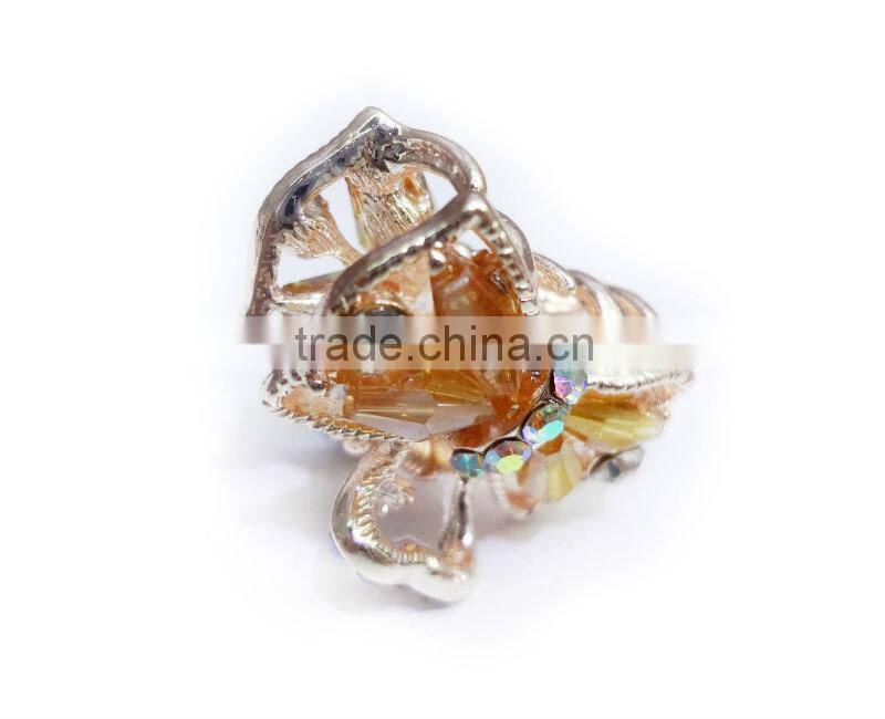 Bowknot Design Hair Claw With Glass Beads & Stones