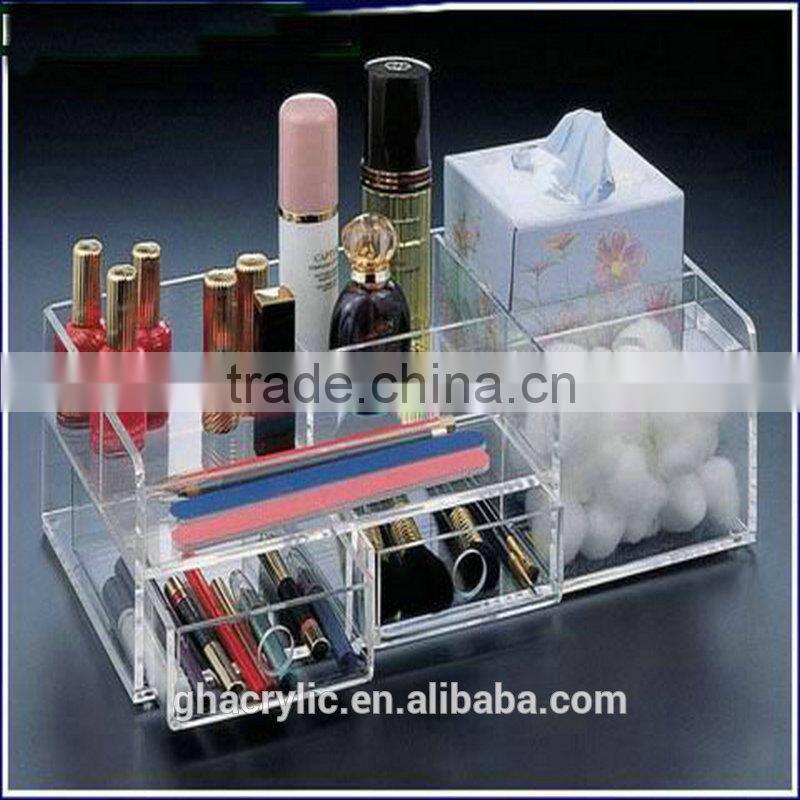 Fashonal deluxe clear acrylic storage box with dividers Acrylic Storage Box