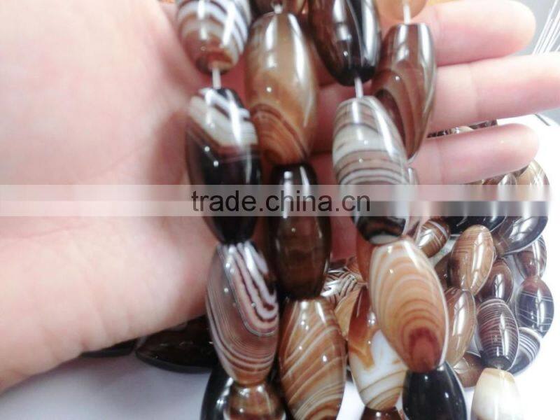 Beautiful Natural Smooth drum Brown Agate strip loose beads