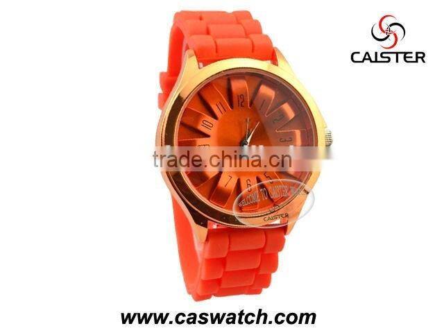 Trendy sunflower dial silicone watch, candy color 3D face jelly watch, girls boys hotfashion watch