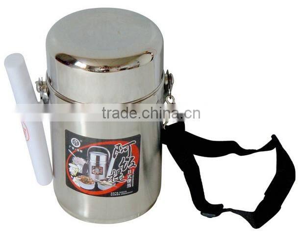 stainless steel 3 layers collapsible thermos lunch boxes with fork and chopstick