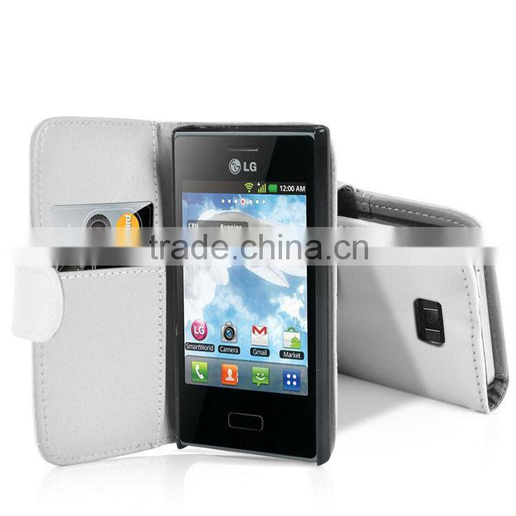Wallet stand leather Mobile Phone case cover for LG E400 Optimus L3