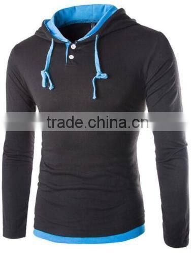Men's long sleeved T-shirt stitching solid design casual outdoors long sleeved t shirt