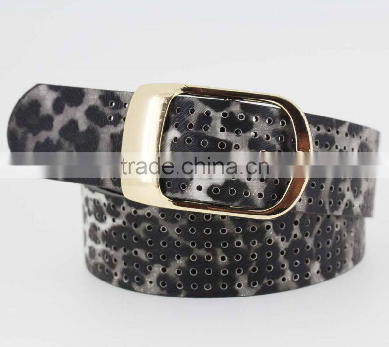 2015 Designer Fashion Women's leopard pointed Plain Pierced belt with Fuax leather factory china