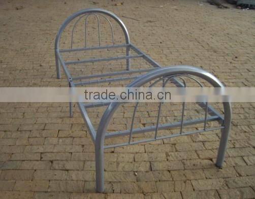 silver grey single metal beds/good school furniture metal dormitory beds