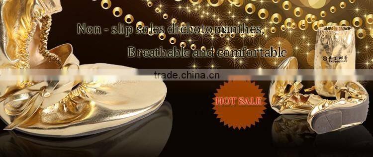Wholesale Belly Dance Shoes Training Silver/Gold Flats Soft Leather Pointe Gymnastics Foldable Ballet Flat
