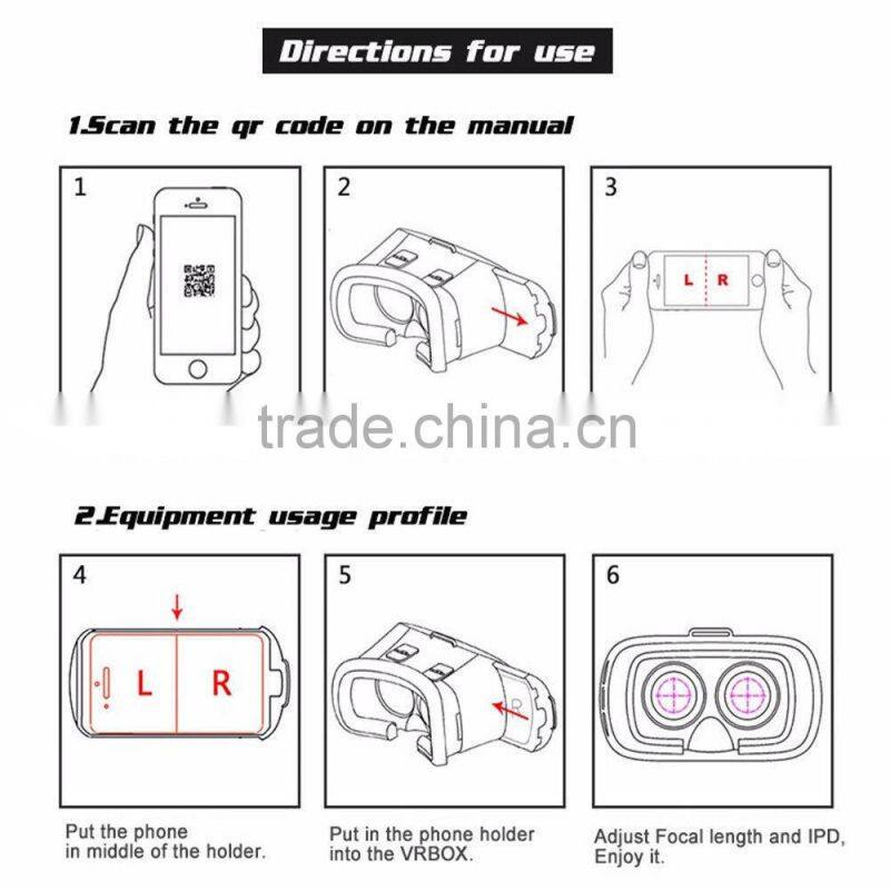 2016 Hot sale Virtual Reality 3D Video Glasses Head Mount 3D VR Google VR Park 2nd for samung samrt phones