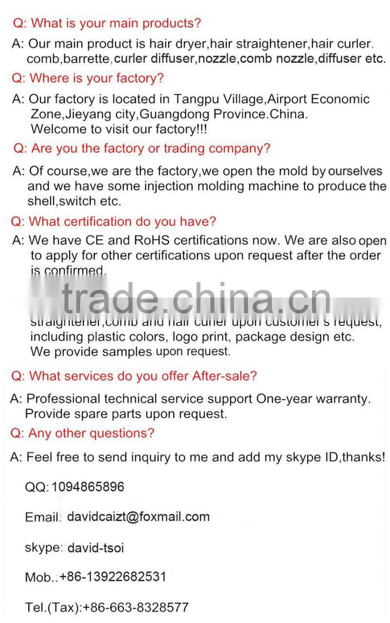 AC motor hair dryer Manufacturers with nozzle cap ZF-5825