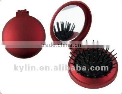 plastic compact mirror with brush
