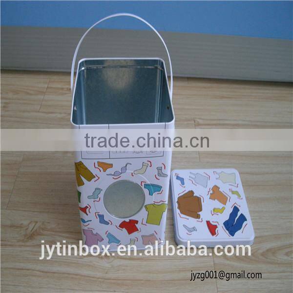 New design washing machine shape tin box with PE handle