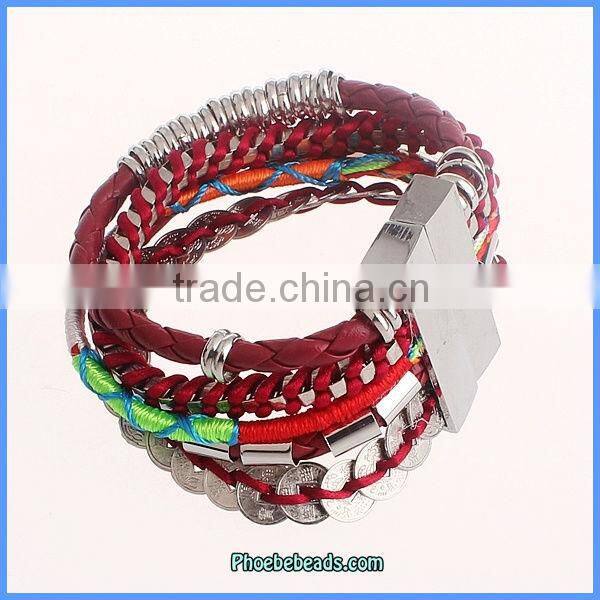 Wholesale Hot Sale Multilayer Brazilian Style Leather Magnetic Clasp Bracelets FHB-004B