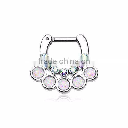 Opal Aurora Septum Clicker Septum Ring