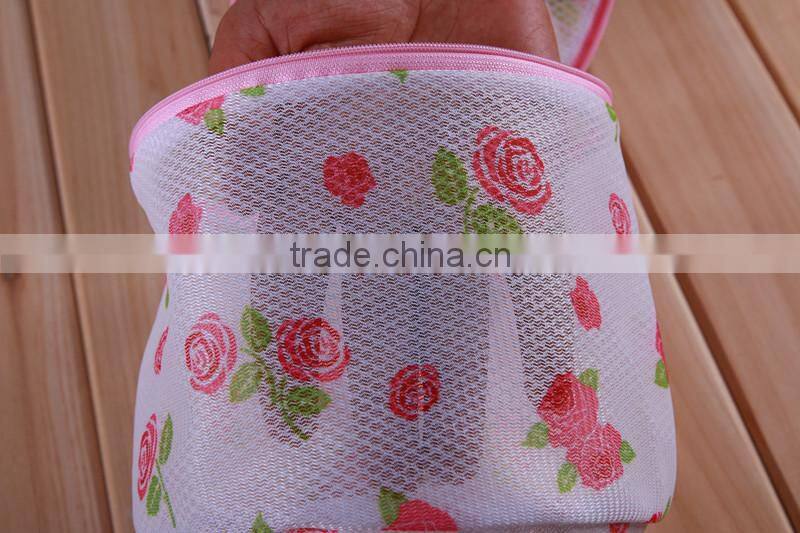 YIWU RODA 100% polyester mesh printed folding cylindrical laundry bag