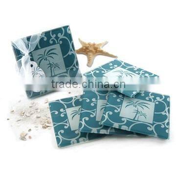 Wholesale Ocean beach temed glass coaster, wedding favors blank glass coaster