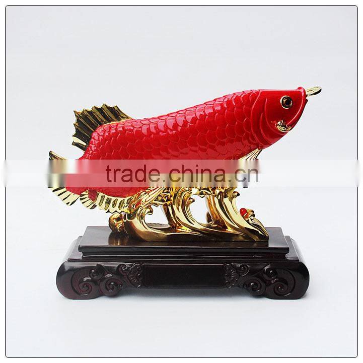 Resin24k golden color Chinese Luckly Golden fish , resin statue