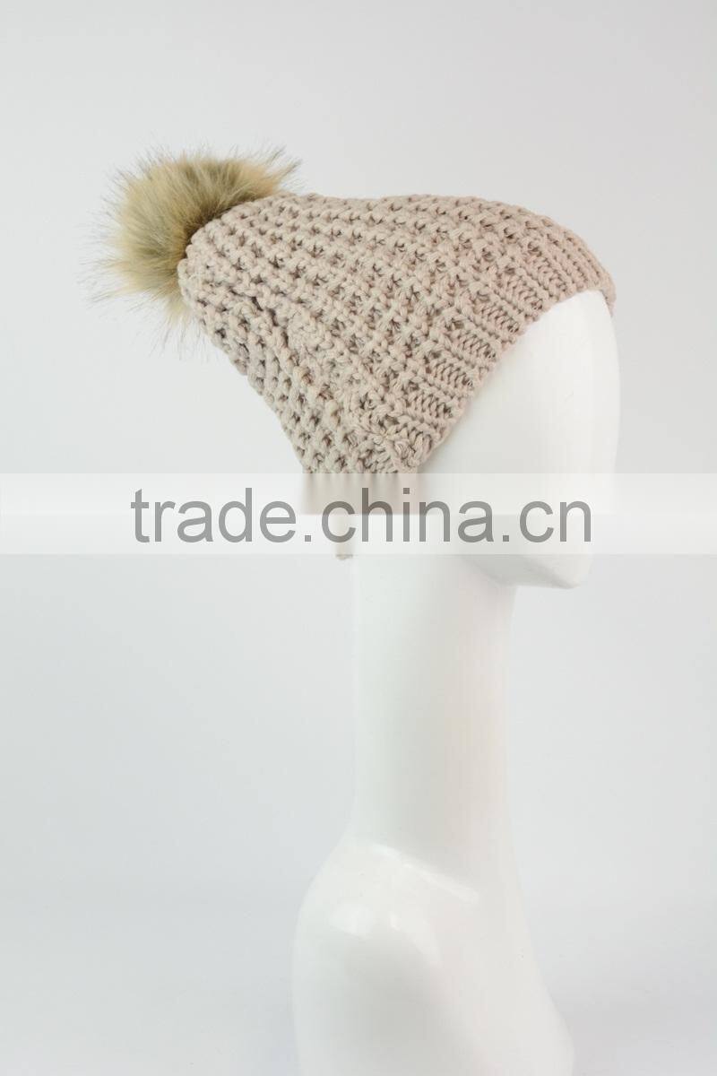 Textured beanie with pom pom Knit beanie