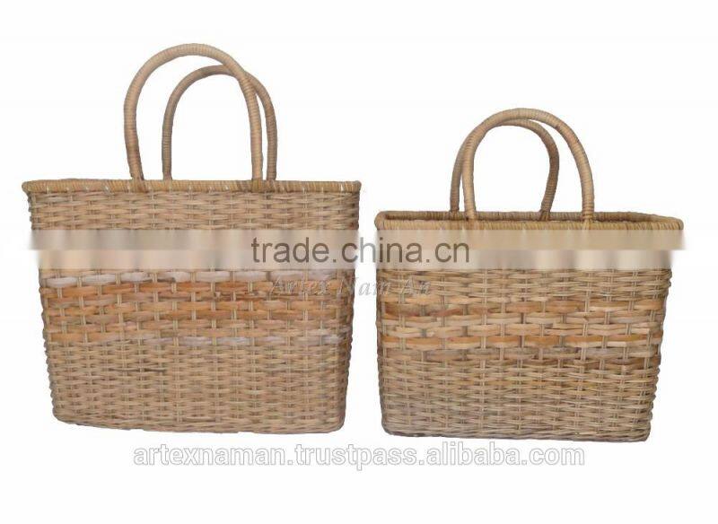 Set of 2 black Rattan Basket / Storage basket - L35x35xH24