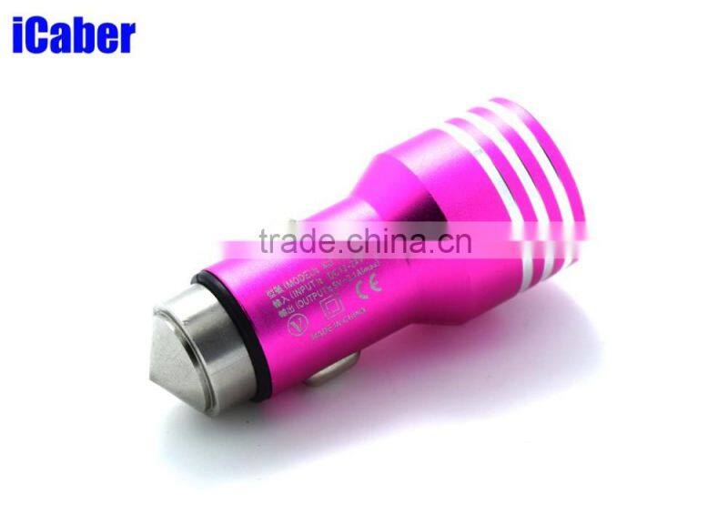 Best Safety Hammer Dual USB Car Charger High Quality Car Charger for mobile phone