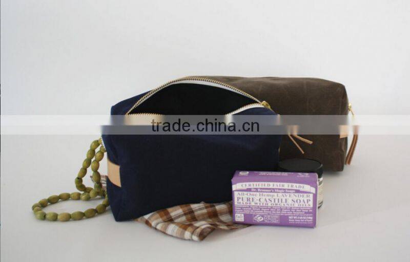 personalized and high quality waxed canvas cosmetic bag, cosmetic pouches , cosmetic and toiletry storage bags