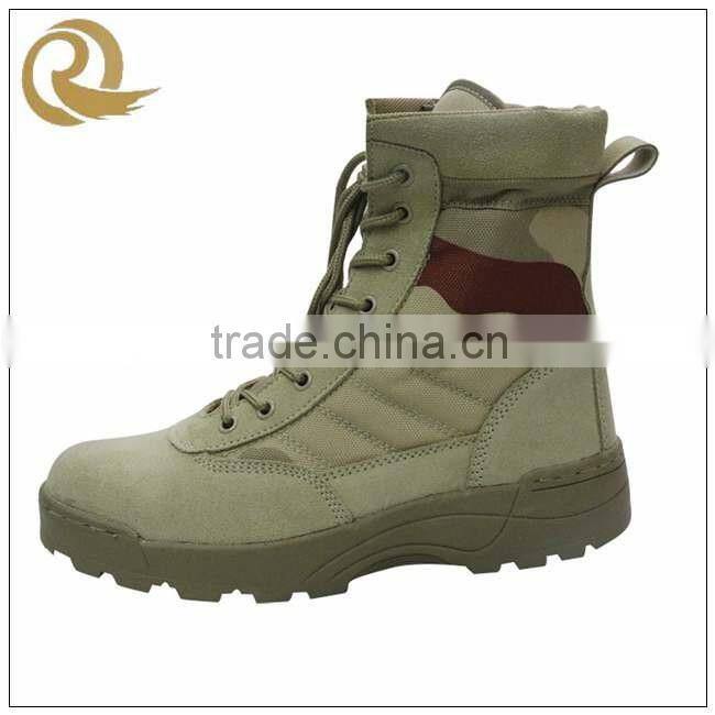 Custom leather waterproof camouflage military desert boots