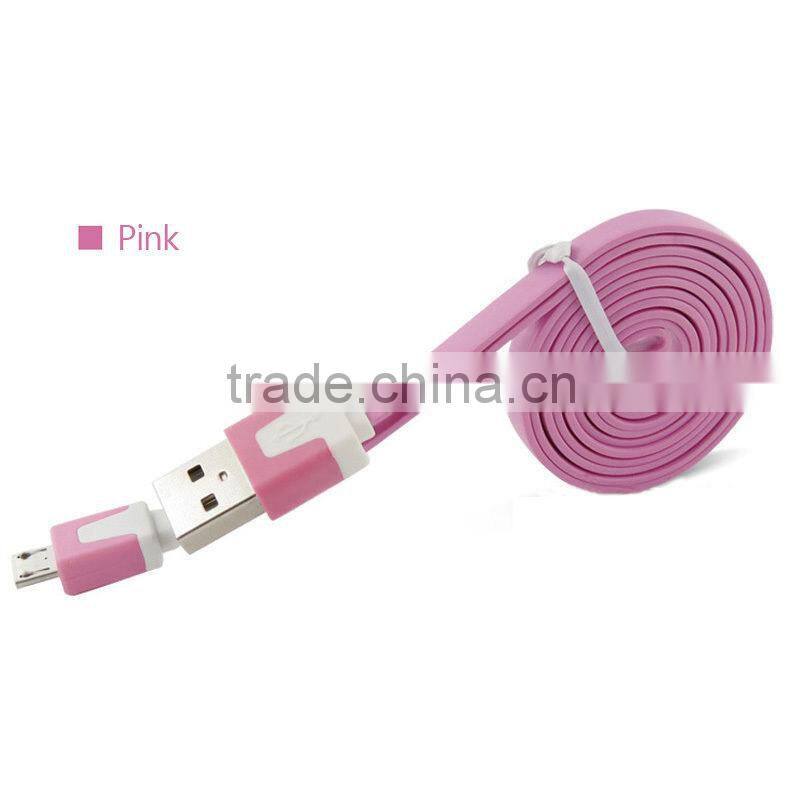Colorful Flat Micro USB Cable for Galaxy HTC Blackberry