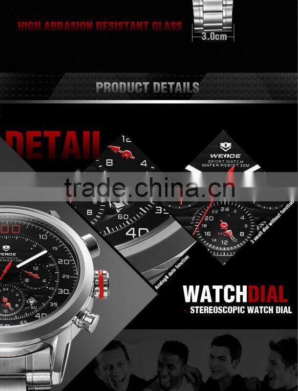china supplier WEIDE 2014 Hot Selling fashion Sport Quartz Japan Movement Watch Water Resistant WH3311 Men Watches