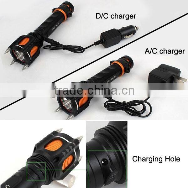 1196 Function 4 In 1-Alarm/Window Breaker 10W XML T6 aluminum material led flashlight
