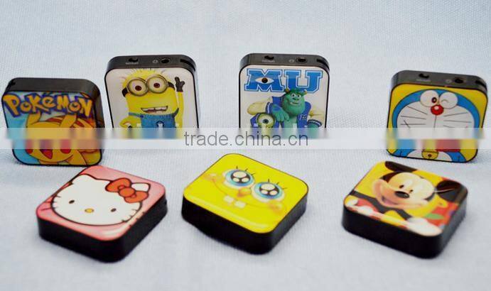 cheap bulk square shaped mini mp3, cartoon music box mp3 players