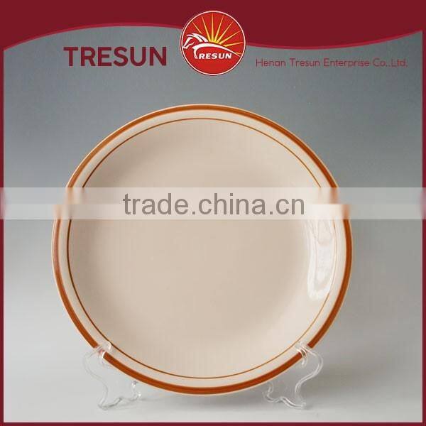 Hot Selling Red Strip Ceramic Handpainted Round Plate