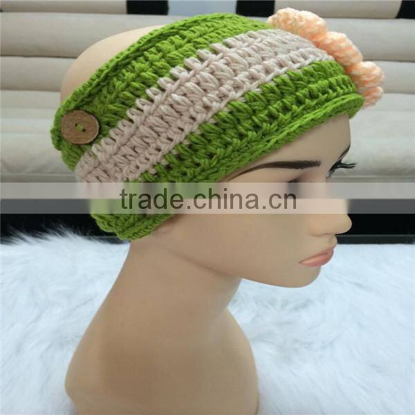 handmade knitted crochet flower heaband, crochet flower headband