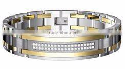 Fashion Men gold titanium Bracelets Wholesale Textured Stainless Steel Bracelets & Bangle