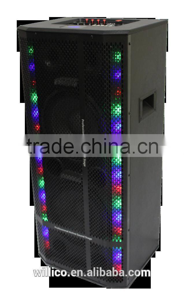 bluetooth active portable DJ professional speakers with usb fm radio light