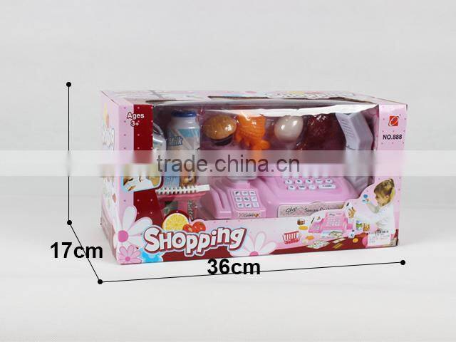 Children plastic shopping set toy with cash register