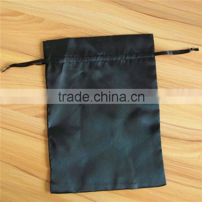 large size black Drawstring Jewelry Pouch, Satin