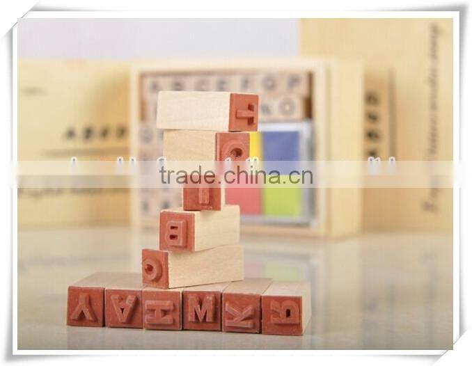 colorful wooden stamp and stamp pads