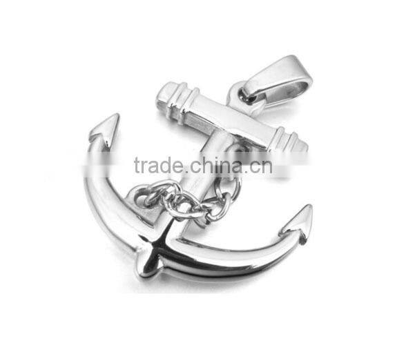 Stainless Steel Pendant- bright finish Navy anchor