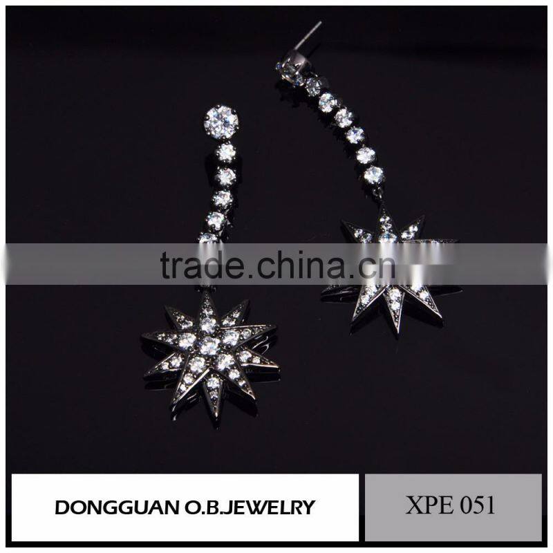 Brass fashion stud earrings, women earrings,diamond earrings fashion jewelry 2016