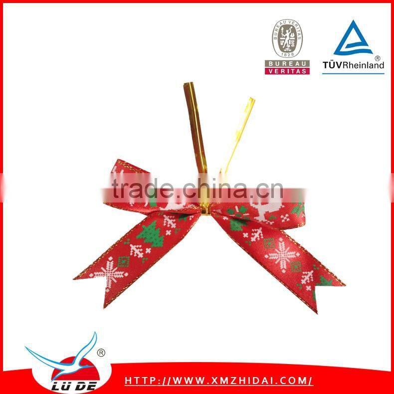 ribbon bow with wire twist tie/ribbon bow pre-made bow for wine bottle
