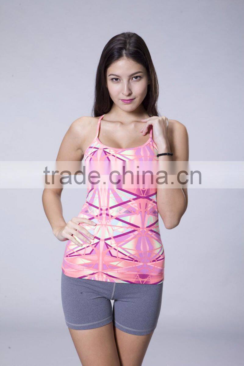 Trendy Fashion Wear Lovely Full Printed Women Sports Wear Workout Tank Top