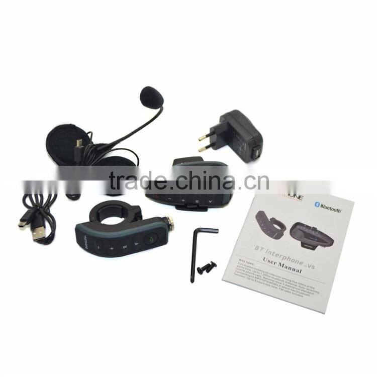 2016 New v8 1200m helmet talkie walkie bluetooth stereo headset motobike helmet with microphone