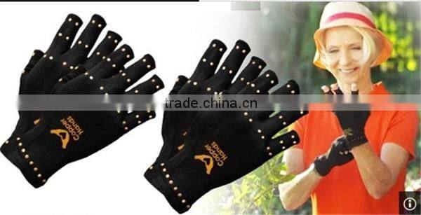 2016 best selling heated fingerless Compression Arthritis Gloves copper gloves