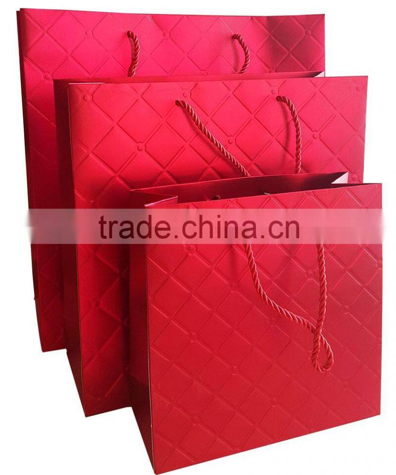 luxury high quality fashion paper shopping bag with embossing